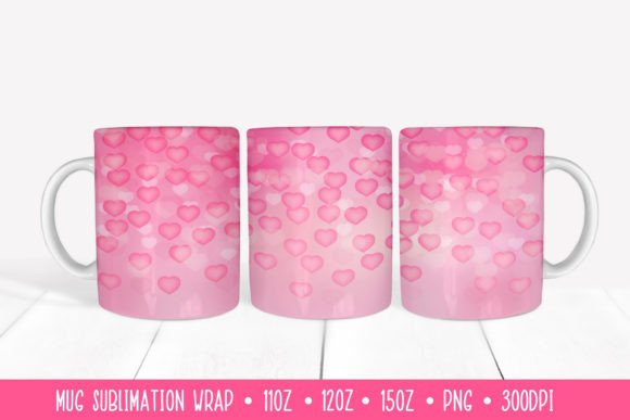 Download Pink Hearts Mug Sublimation Wrap - Hearts Collection