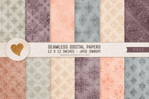 Download Grunge Damask Seamless Paper Patterns - Damask Collection