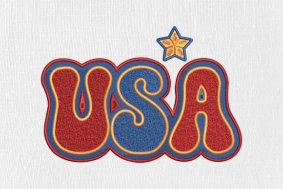 Download USA with Blue and Red Border Embroidery - Usa Collection