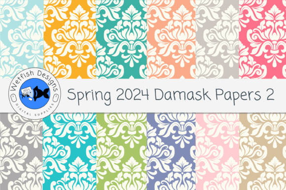 Download Spring Damask Digital Scrapbook Paper - Damask Collection