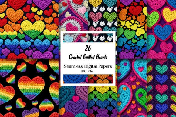 Download Crochet Knitted Hearts Paper Patterns - Hearts Collection