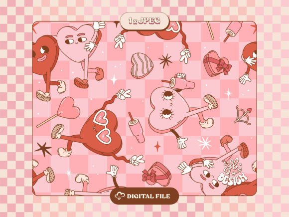 Download Groovy Retro Hearts Seamless Pattern - Hearts Collection