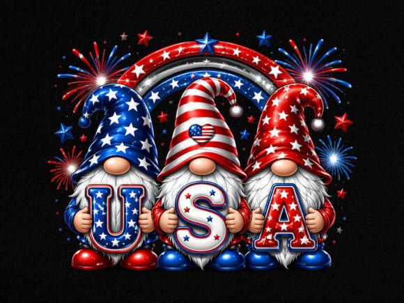 Download Patriotic USA Gnomes 4th of July PNG - Usa Collection