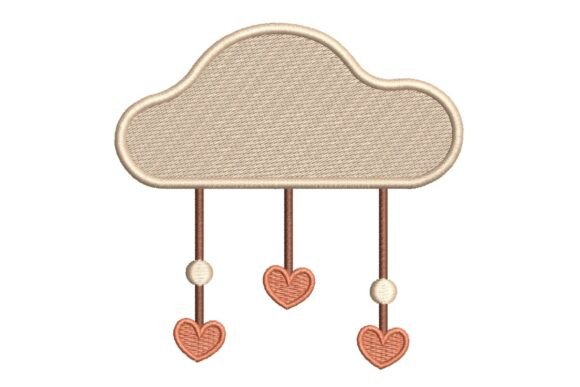 Download Cute Cloud with Hanging Hearts Embroidery Design - Hearts Collection