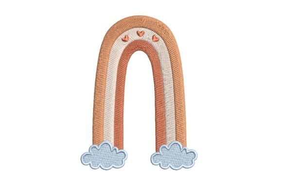 Download Pastel Rainbow Arch with Hearts and Clouds Embroidery Design - Hearts Collection