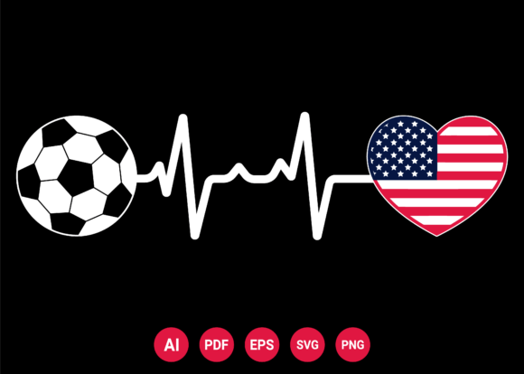 Download USA Flag Football Soccer Heartbeat - Usa Collection