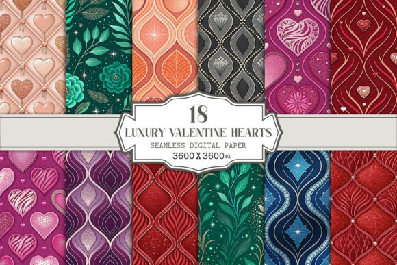 Download Luxury Valentine Hearts Seamless Pattern - Hearts Collection