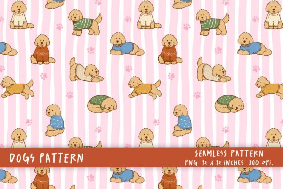 Download Cute Doodle Dog Lover Striped Background - Premium Resources
