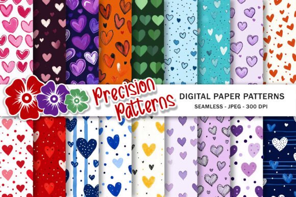Download Watercolor Hearts Paper Patterns - Hearts Collection