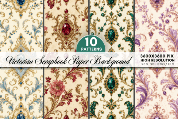Download Victorian Damask Digital Paper Bundle - Damask Collection