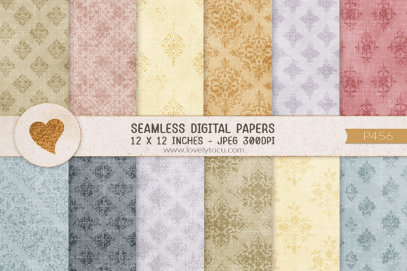Download Grunge Damask Seamless Paper Patterns - Damask Collection