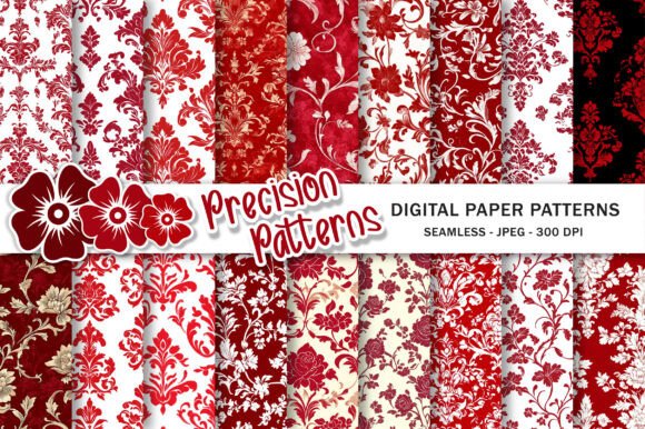 Download Red and White Floral Damask Scrapbooking - Damask Collection