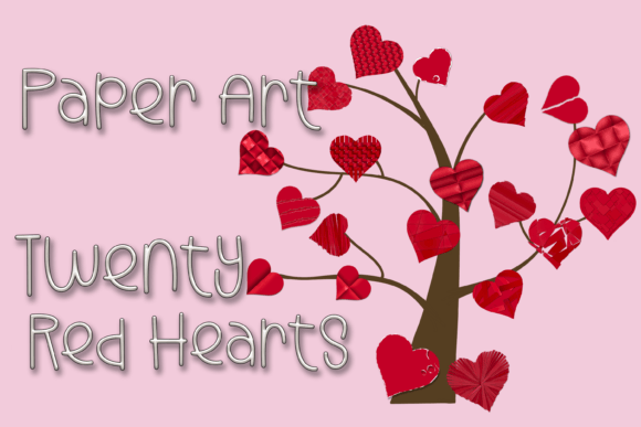 Download Red Hearts Paper Art-strips, Folds, Rips - Hearts Collection