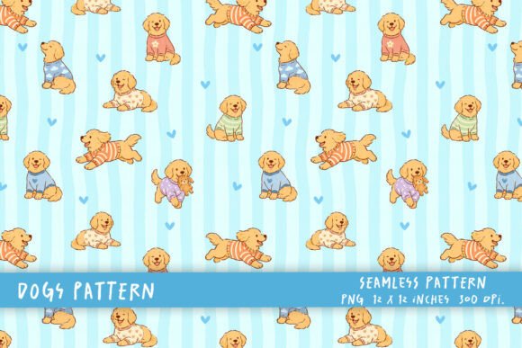 Download Cute Golden Dog Lover Striped Background - Premium Resources