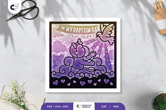 Download Baby Girl Baptism 3D Shadow Box - Premium Resources