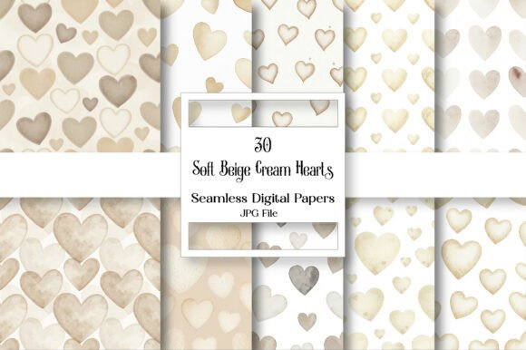 Download Soft Beige Cream Hearts Seamless Pattern - Hearts Collection
