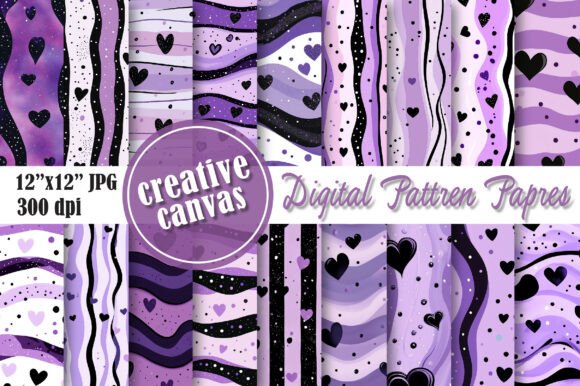Download Purple Hearts Seamless Pattern Bundle - Hearts Collection