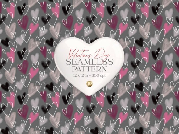 Download Chic Gothic Pink Hearts Seamless Pattern - Hearts Collection